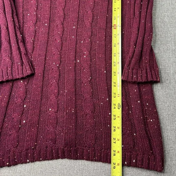 Cremieux Sweater Top Women's Small Round Neck Maroon w/ Gold Sequins NWT - Picture 5 of 13